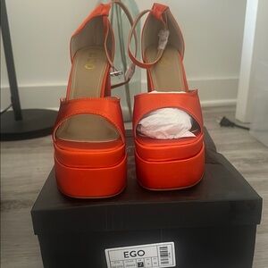 EGO Women's Orange Platform Heels
